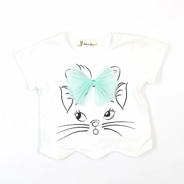 Mesh Bow Kitty Tee