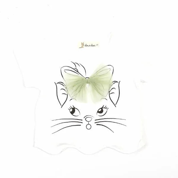 Mesh Bow Kitty Tee