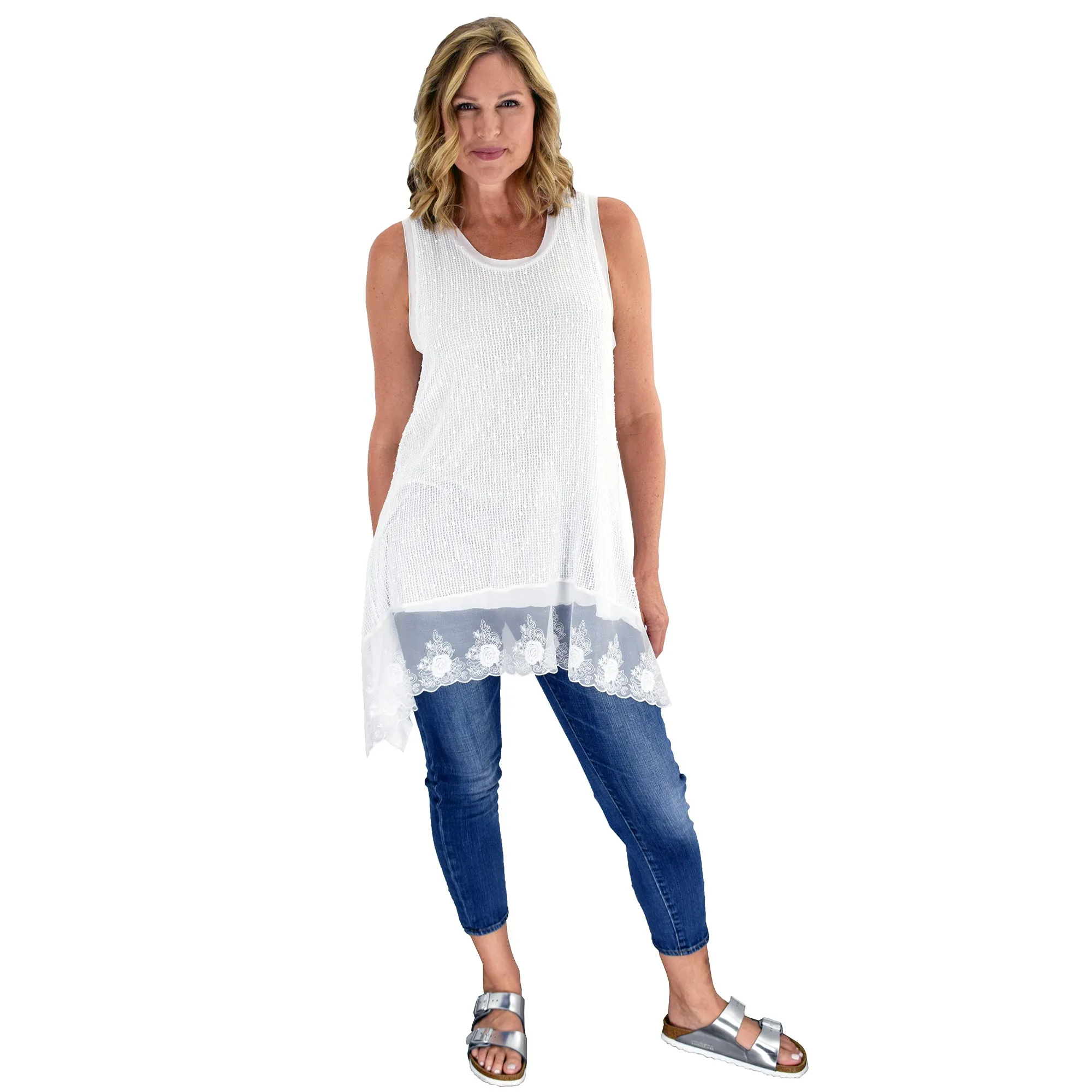 Mixed Media Viscose Tank Tunic