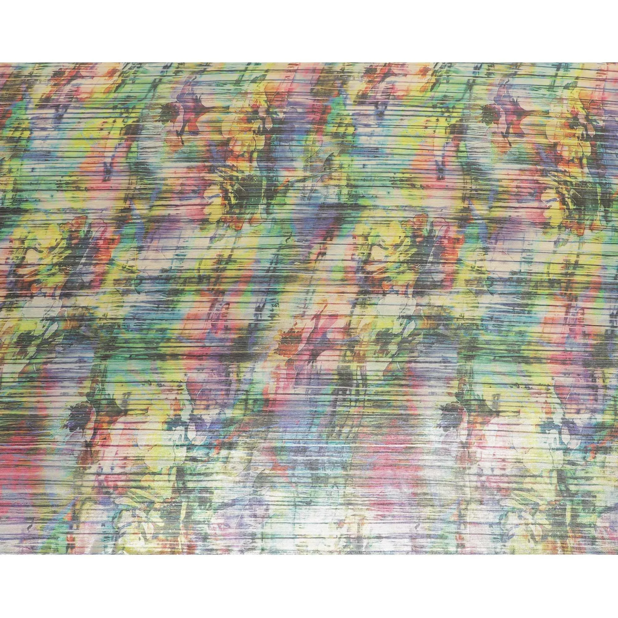 Multicolor synthetic chiffon fabric with multcolor print and metallic lurex in abstract design-D8514