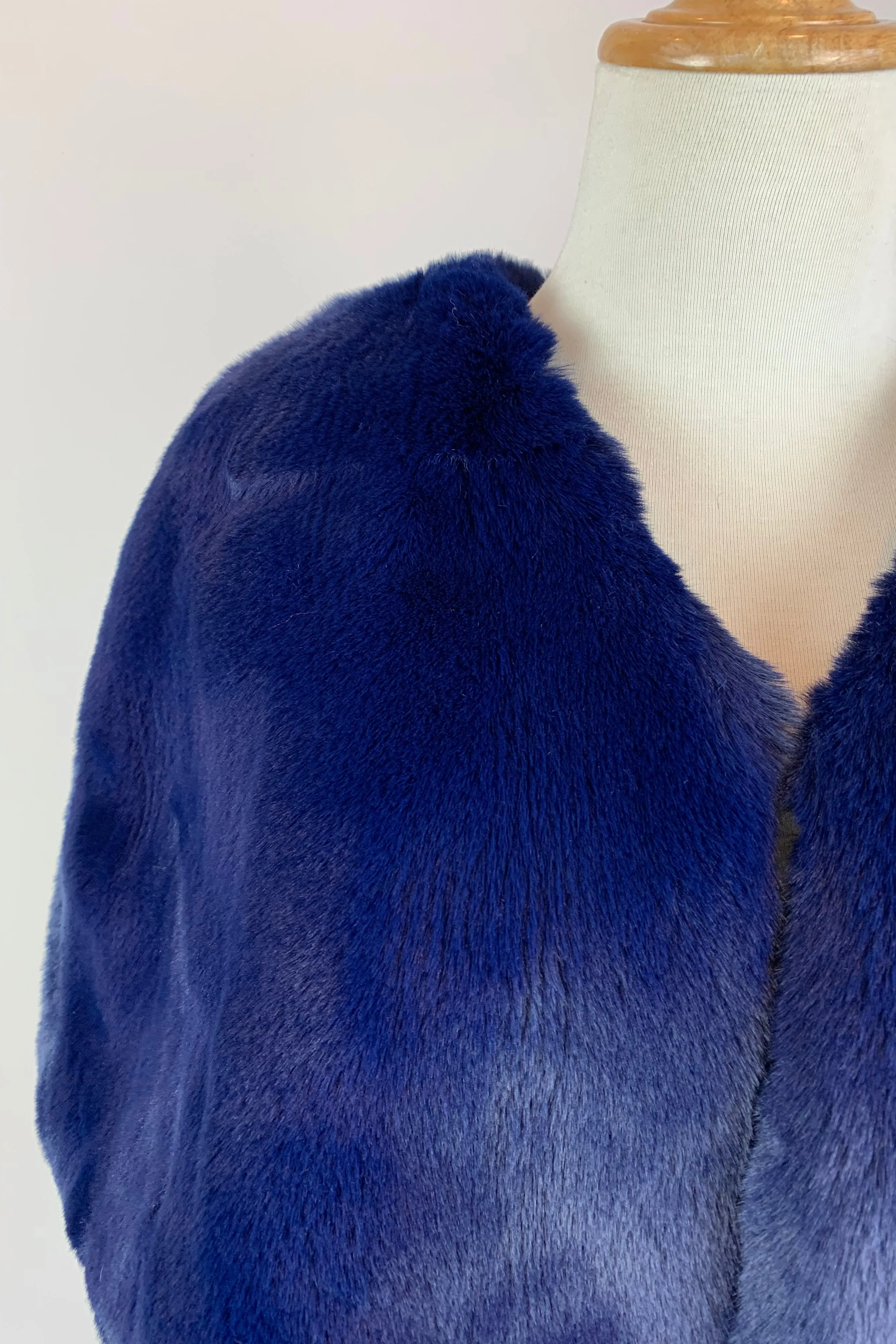 Navy Blu Faux Fur Bridal Cape (Georgina Nvy05) - CUSTOM ORDER ONLY