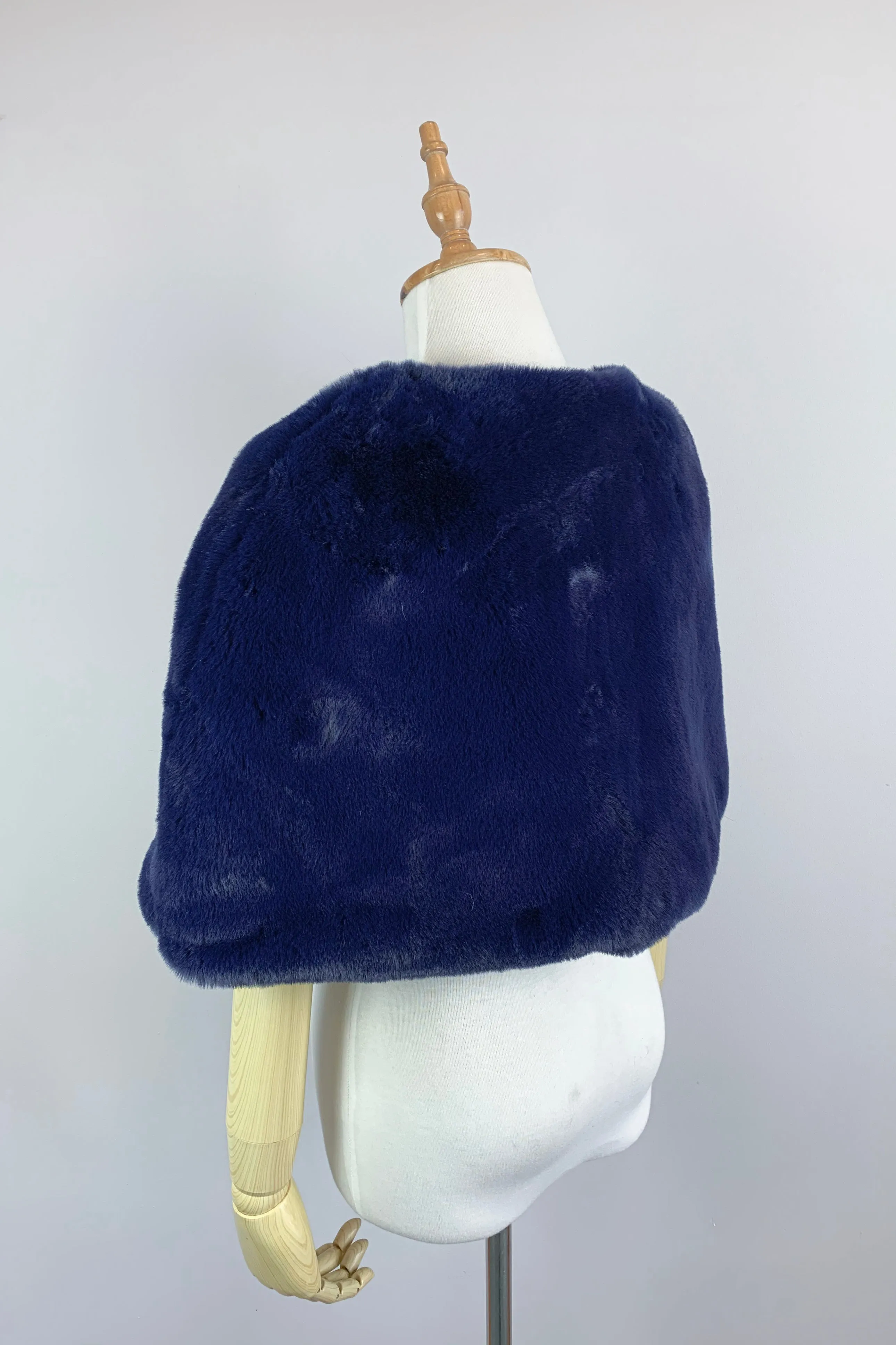 Navy Blu Faux Fur Bridal Cape (Georgina Nvy05) - CUSTOM ORDER ONLY