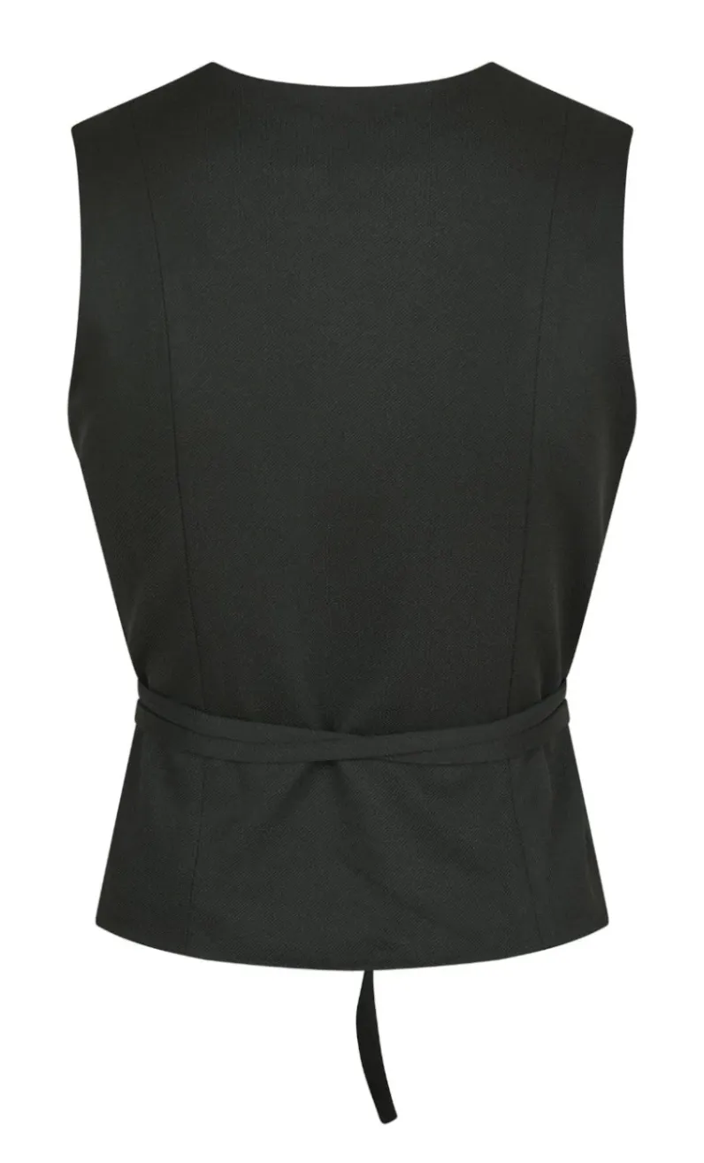 Neo Noir Samara Twill Wrap Waistcoat Black