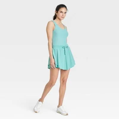 New - Women's Tank Active Romper - JoyLab Aqua Blue M