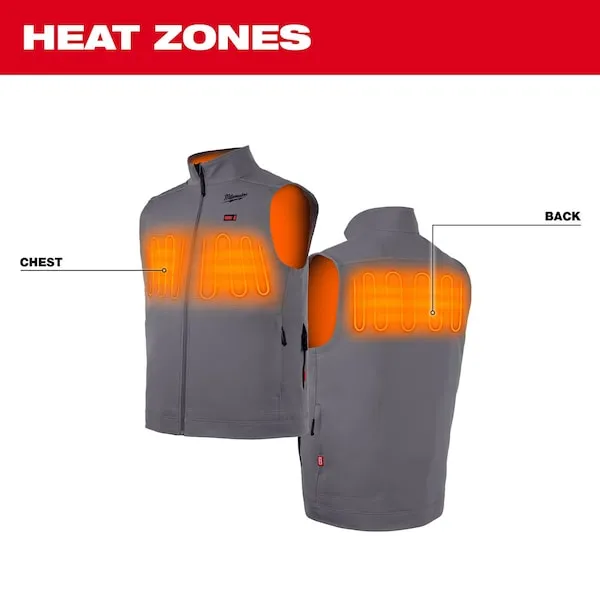 Open Box -  Milwaukee Tool Men's 2X-Large M12 12V Lithium-Ion Cordless TOUGHSHELL Gray Heated Vest (Vest Only)