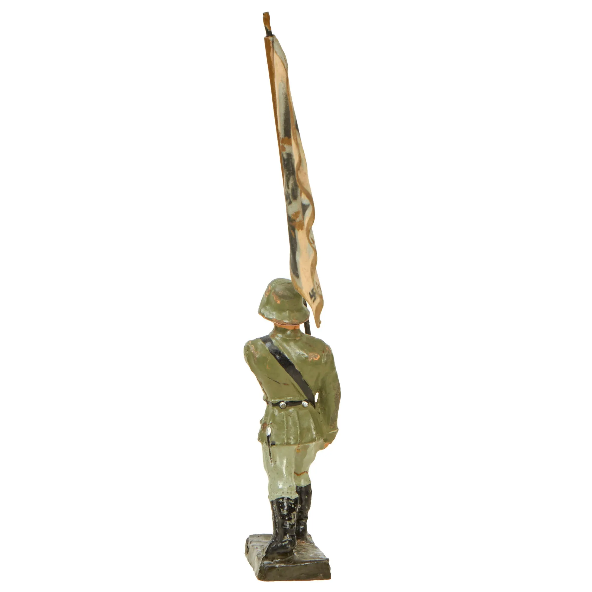 Original German Pre-WWII Elastolin 70mm Toy Soldier with Stenciled Army Infantry Standard