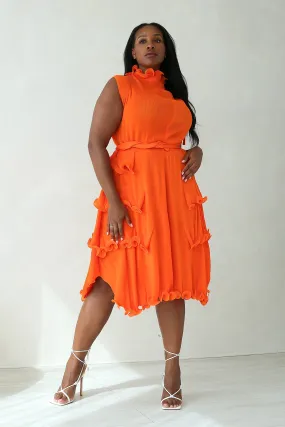 PARIS RUFFLE DRESS - ORANGE