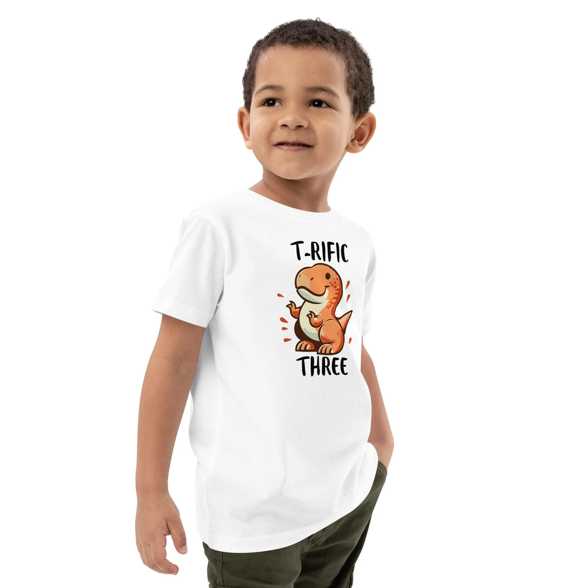 Personalize it! Organic Cotton Kids T-shirt Terrific Three