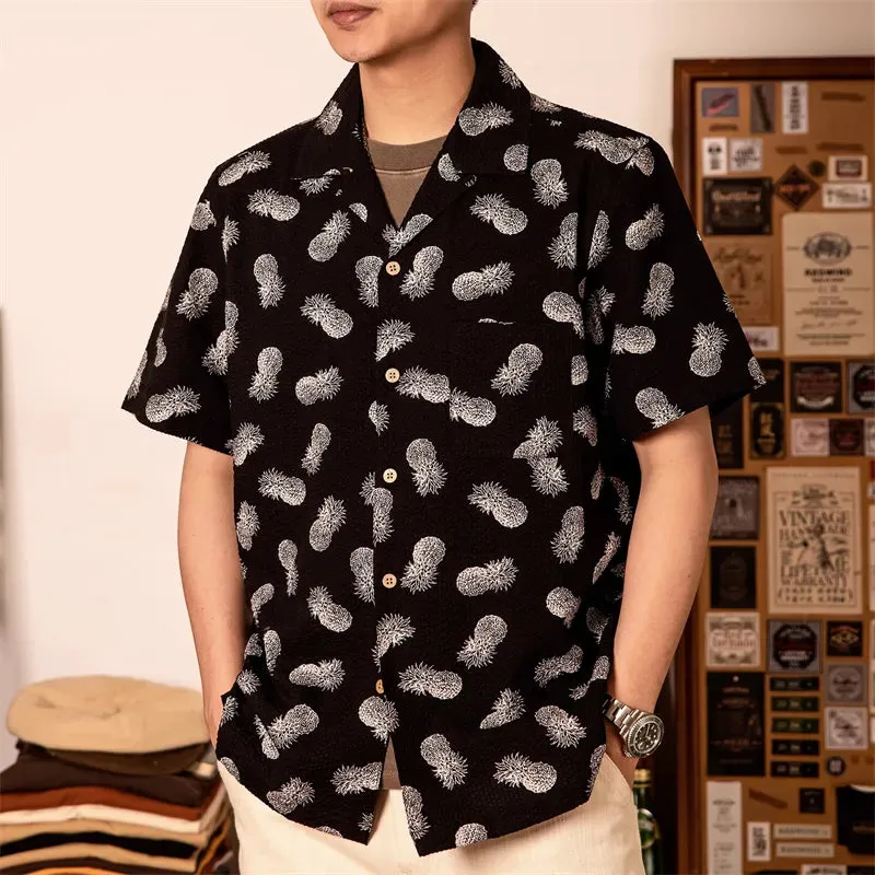 Pineapple Aloha Shirt Seersucker Men's Hawaiian Shirt