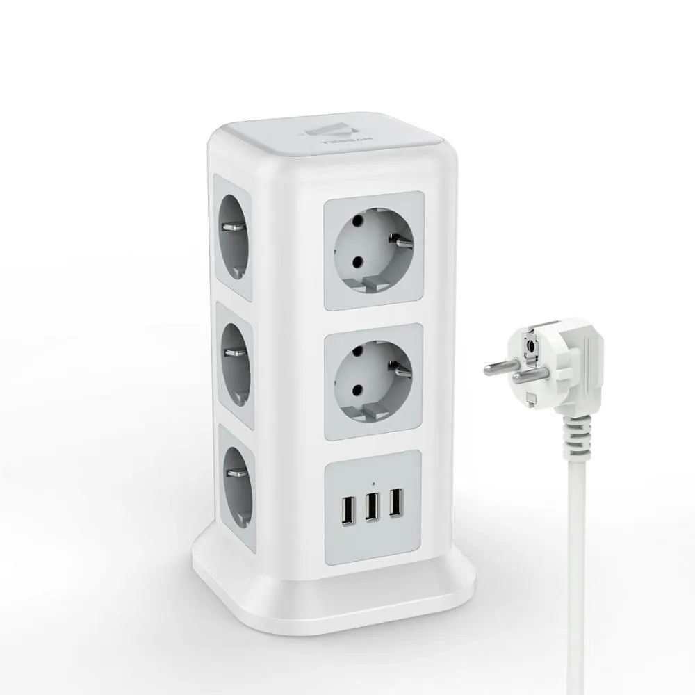 Plug Outlet Power Strip Multi Plug USB Socket with Switch and 5/6.5 ft Extension Cord Tower