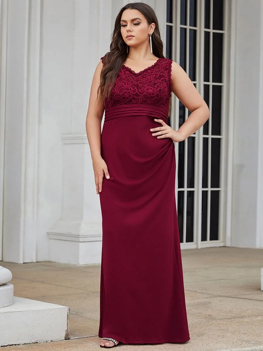 Plus Size Floral Sleeveless Column Evening Dress