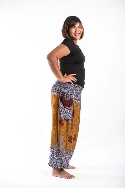 Plus Size Unisex Geometric Mandalas Harem Pants in Bronze