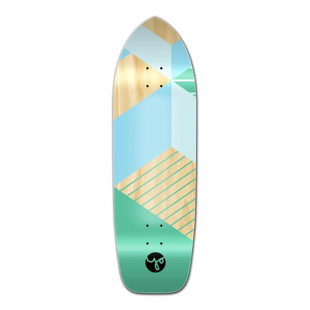 Punked Old School Longboard Deck -Geometric Series - Green