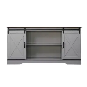 "56"" TV STAND with 2 BarnDoor" "Farmhouse Style Media Console with Barn Door Sliders