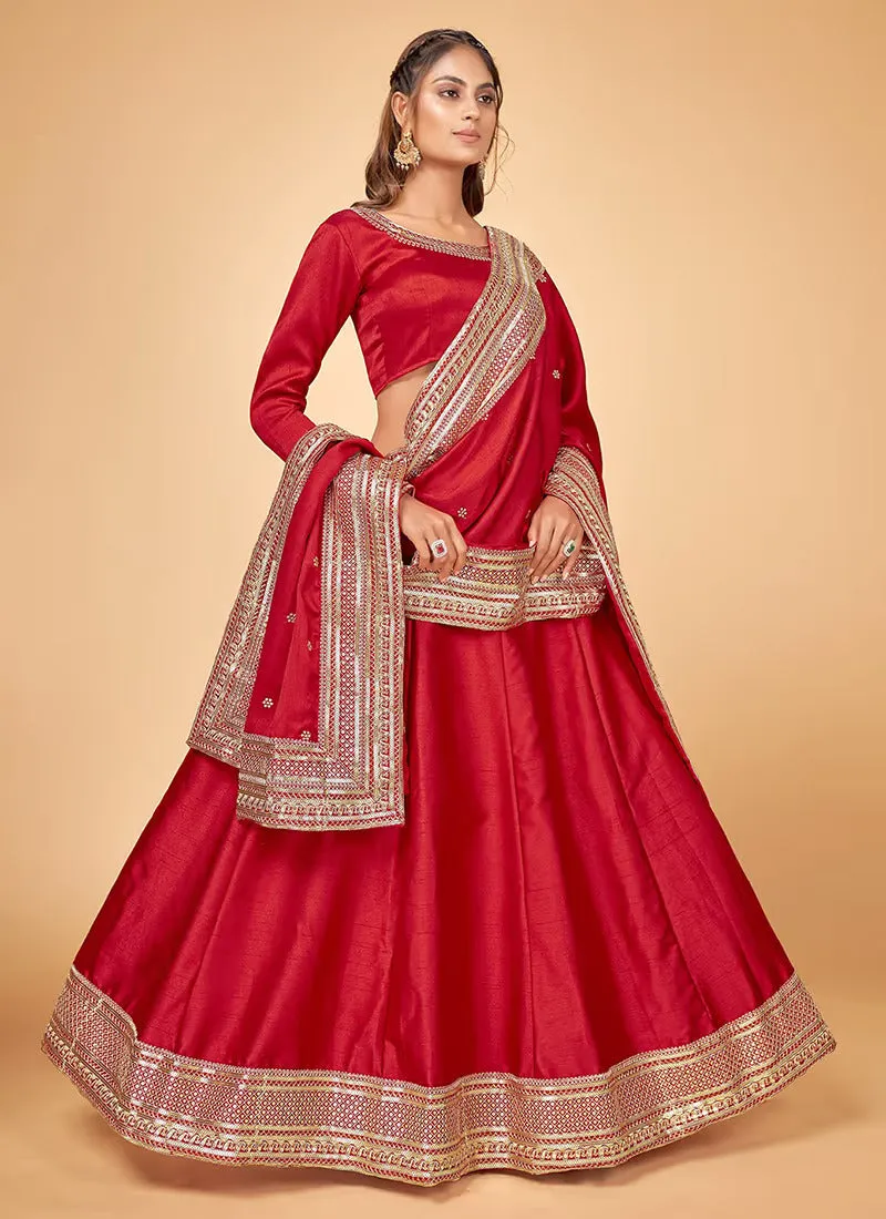 Red Heavy Embroidered Lehenga Choli