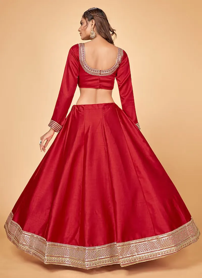 Red Heavy Embroidered Lehenga Choli