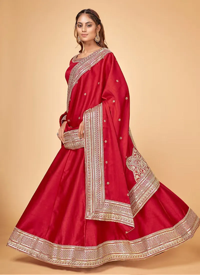 Red Heavy Embroidered Lehenga Choli