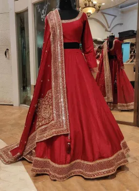 Red Heavy Embroidered Lehenga Choli