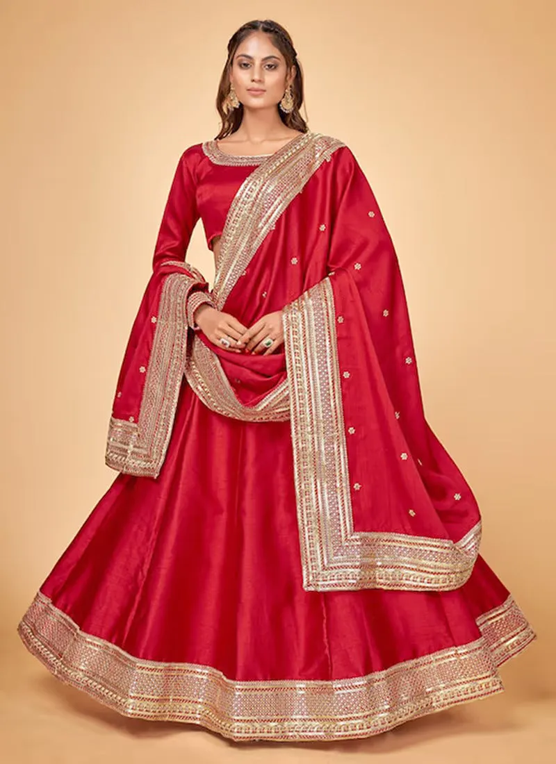 Red Heavy Embroidered Lehenga Choli