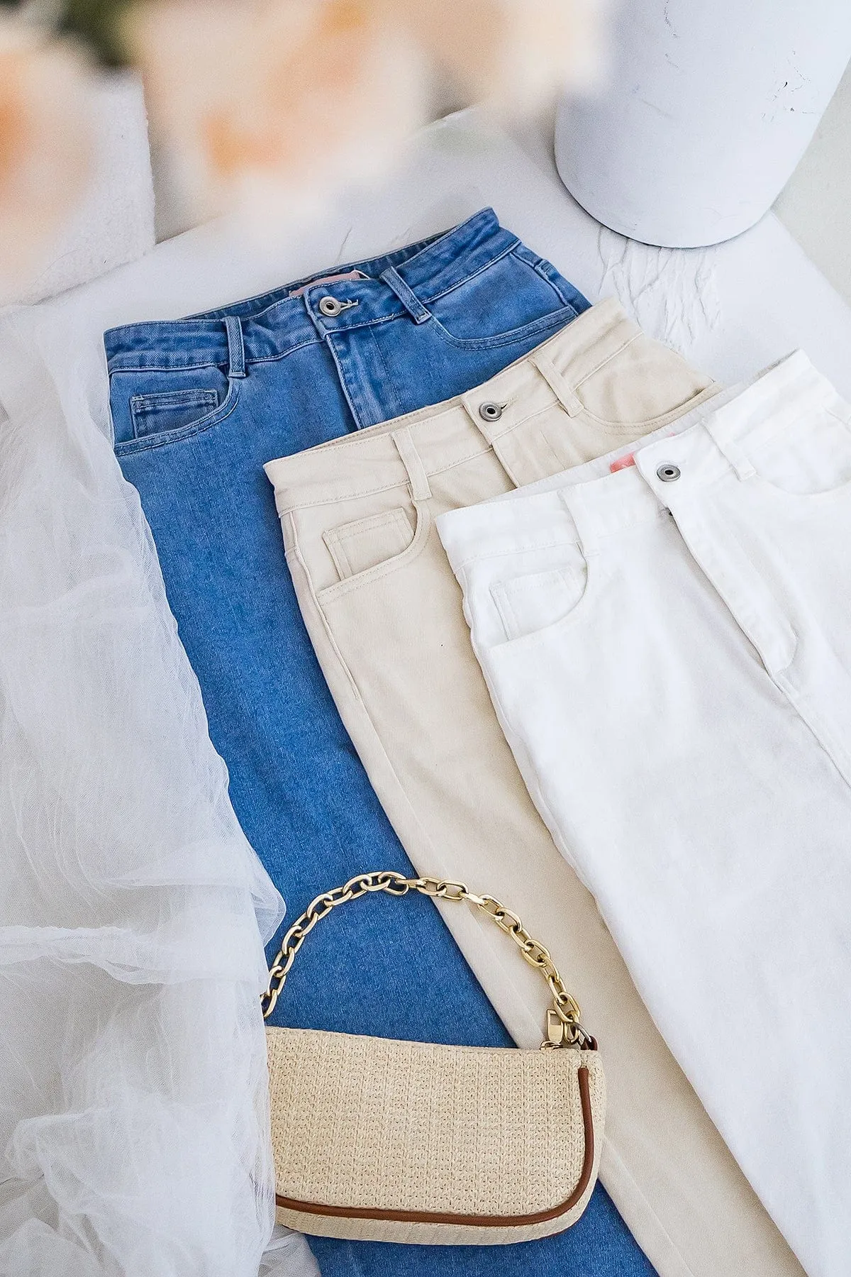 RESTOCKED** MILLER DENIM MIDI SKIRT IN WHITE