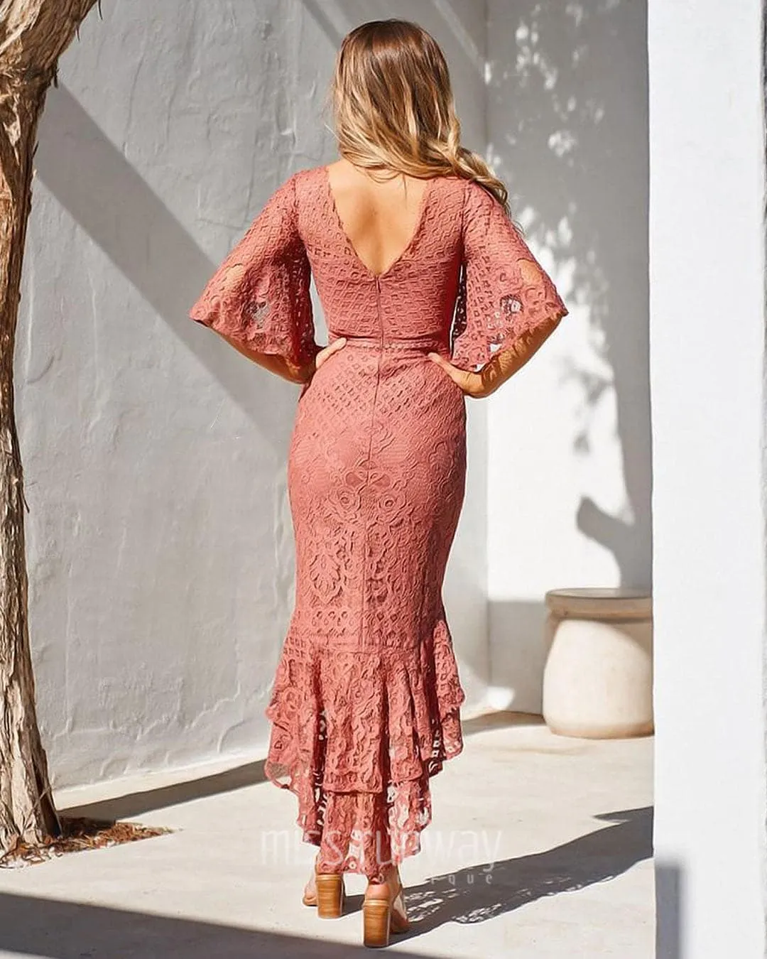 Reyna Lace Midi Dress - Mauve