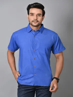 Royal Blue Khadi Cotton Men Shirt