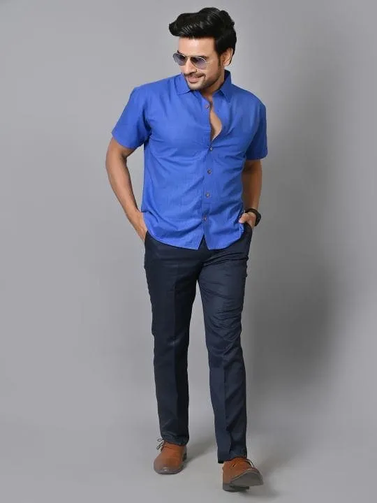 Royal Blue Khadi Cotton Men Shirt