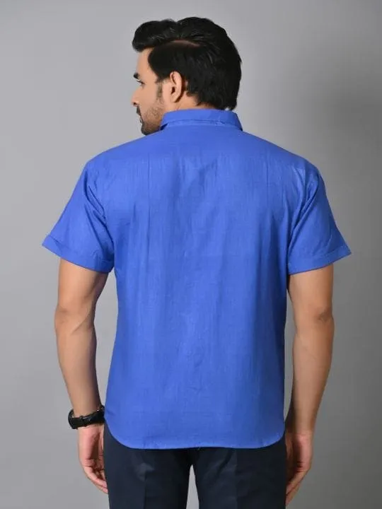 Royal Blue Khadi Cotton Men Shirt