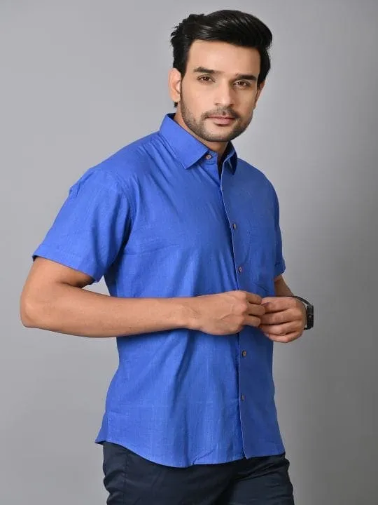 Royal Blue Khadi Cotton Men Shirt