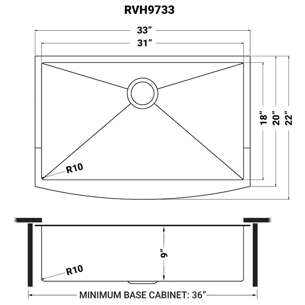 Ruvati Brass Tone 33-inch Apron-Front Matte Gold Stainless Steel Farmhouse Kitchen Sink – Single Bowl – RVH9733GG