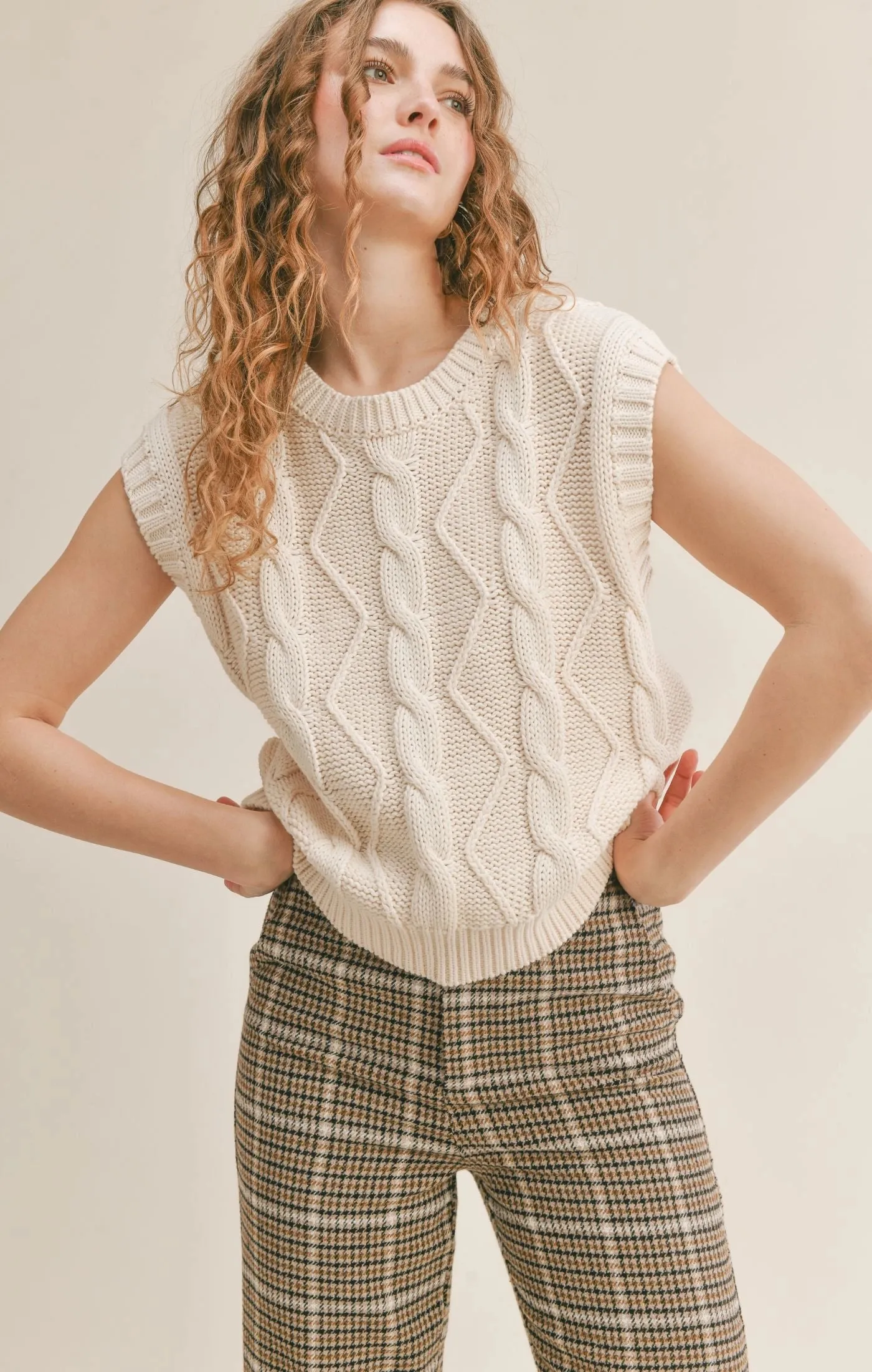 Sadie & Sage Ken Cable Knit Vest