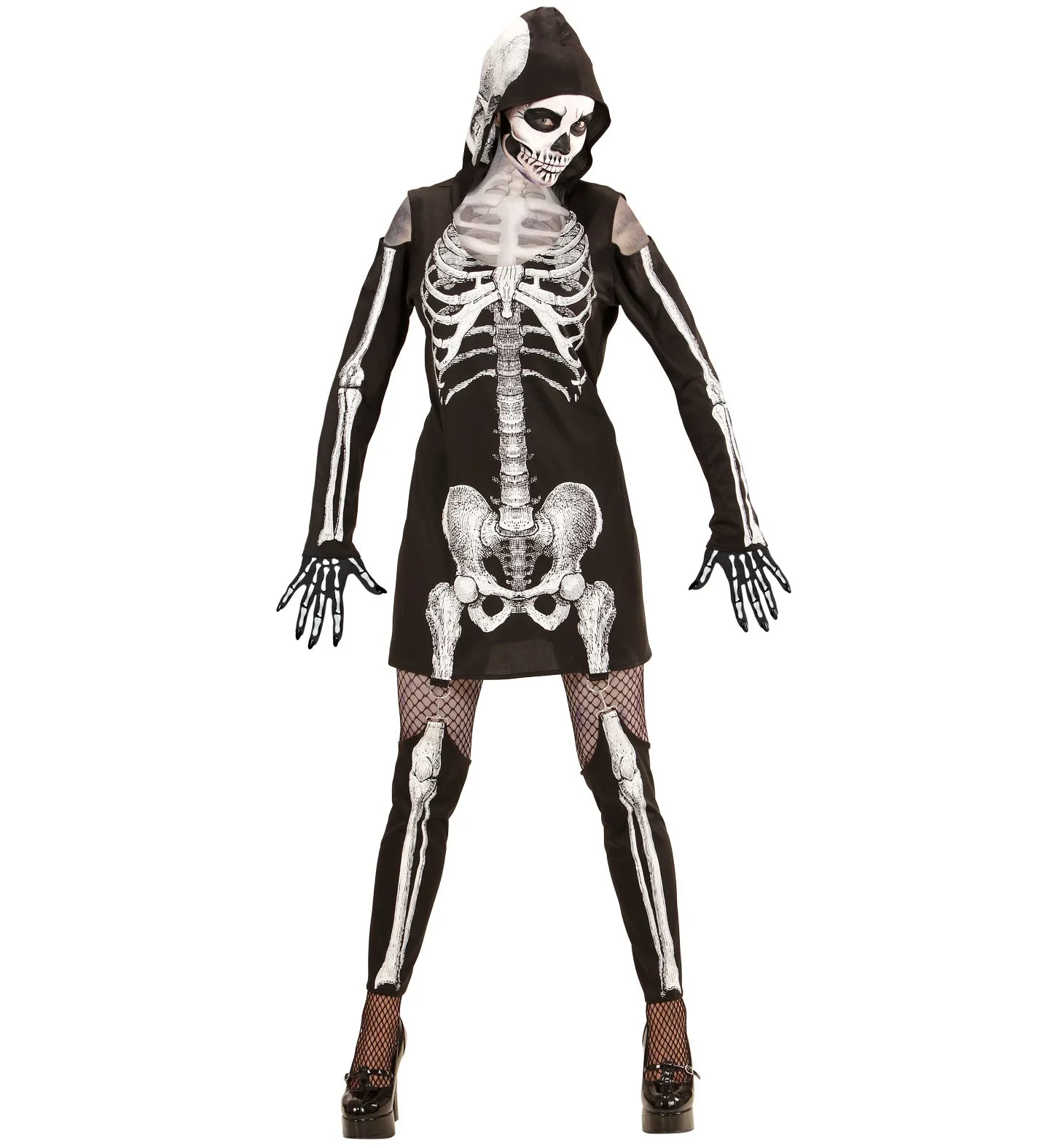 Skeleton Hooded Dress Costume Adult