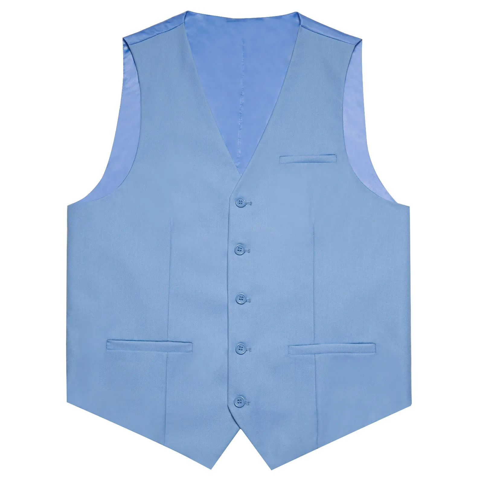 Sky Blue Solid Silk Men's Classic Vest