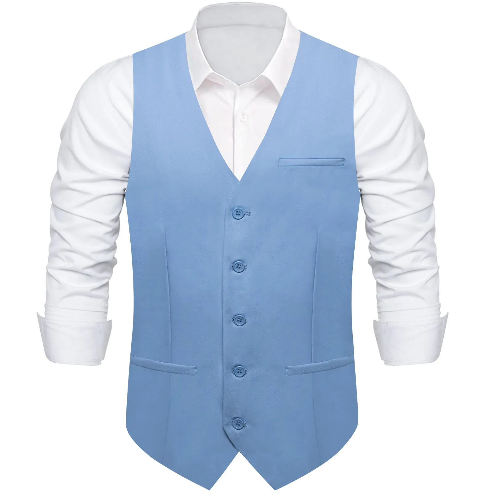 Sky Blue Solid Silk Men's Classic Vest