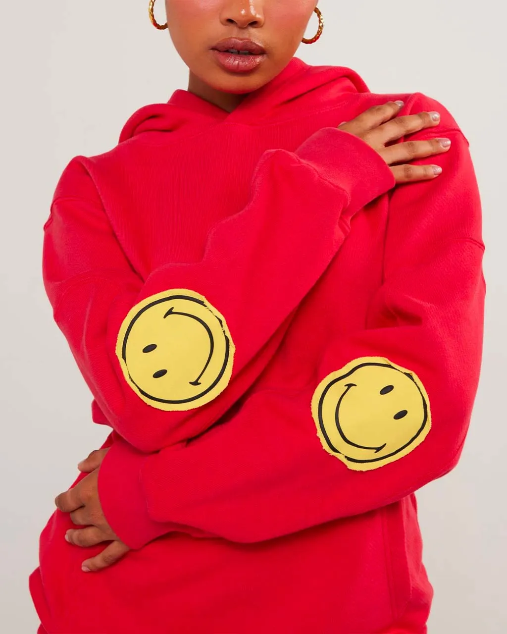 Smiley Oversized Hoodie - Red