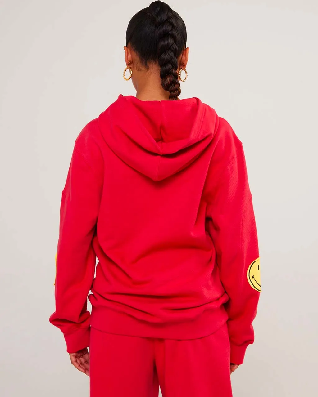 Smiley Oversized Hoodie - Red