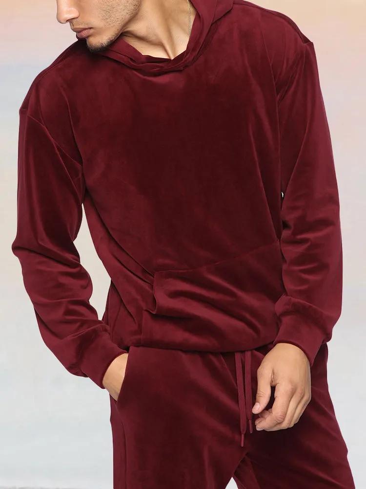 Soft Velour Pullover Hoodie Set