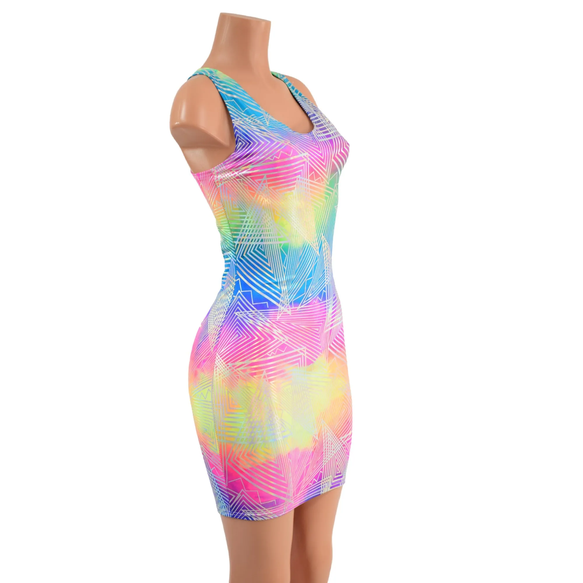 Spectrum Holographic Racerback Tank Dress