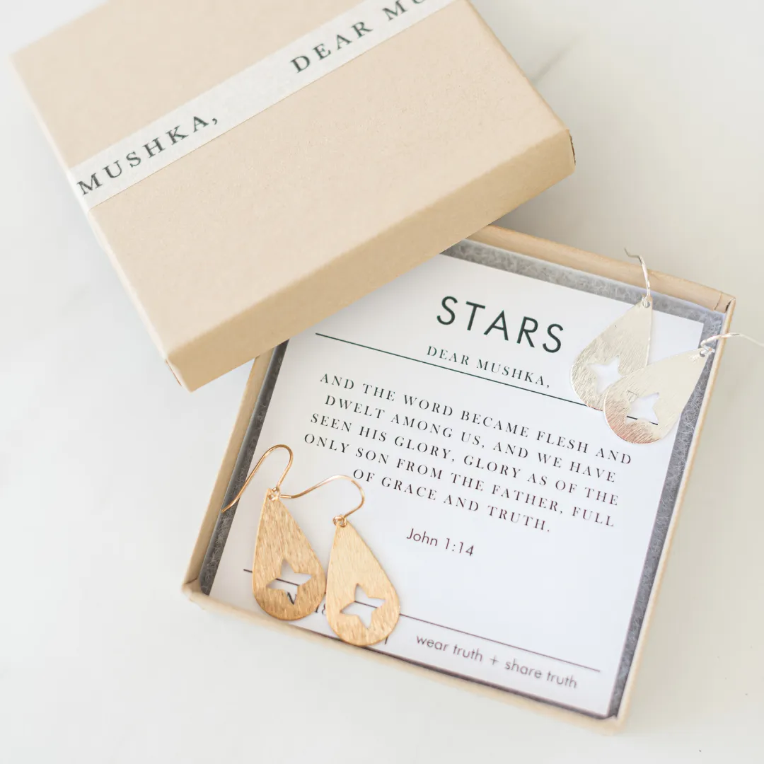 STARS EARRINGS · JOHN 1:14