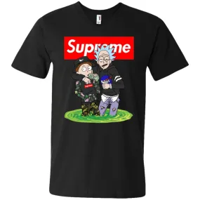 Supreme Rick And Morty T-shirt Men V-Neck T-Shirt