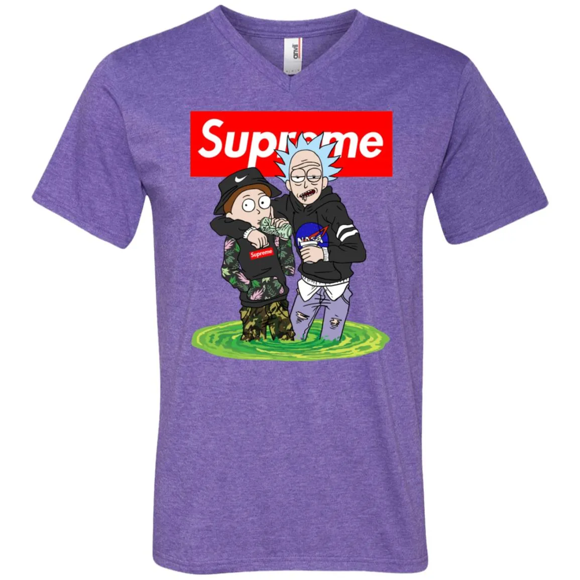 Supreme Rick And Morty T-shirt Men V-Neck T-Shirt