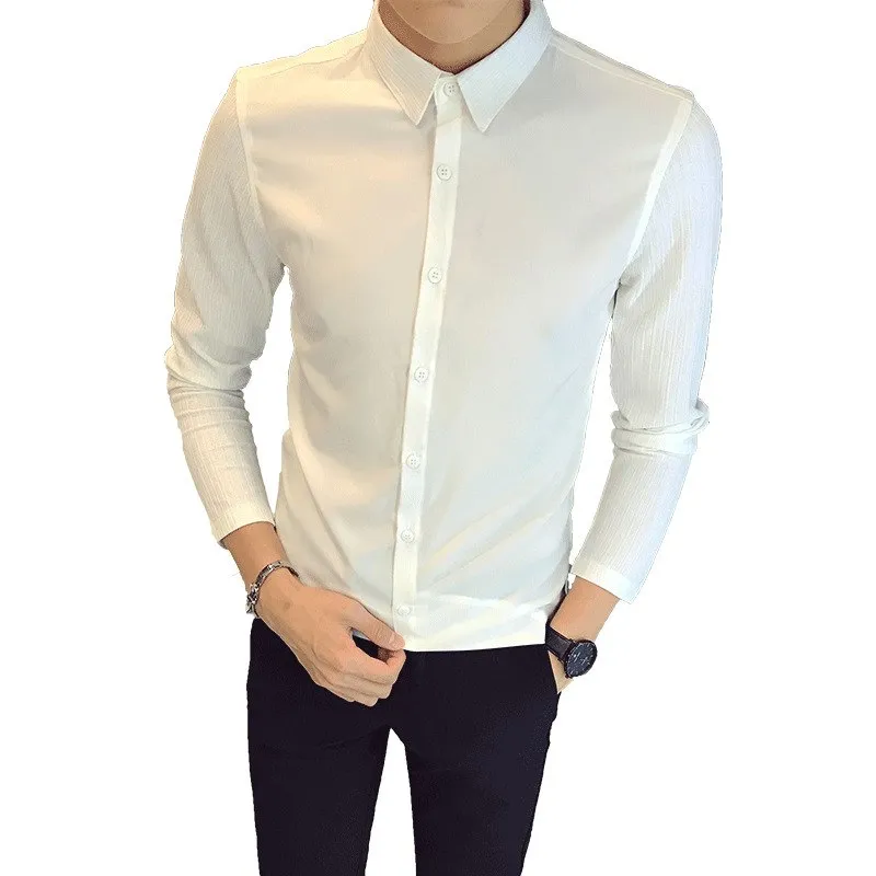 Textured Pattern Long Sleeves Style Men Slim Fit Shirt