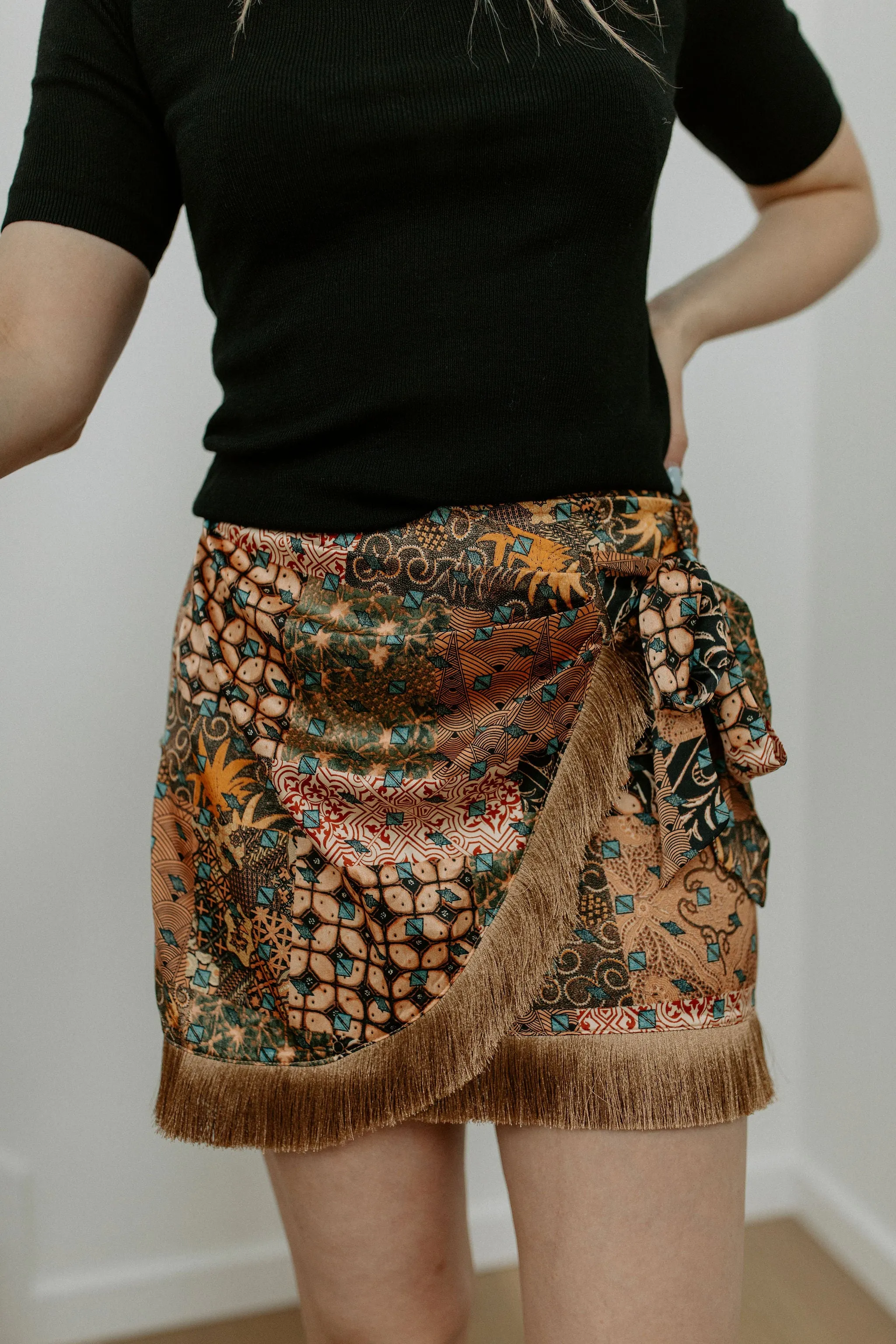 The Abril Fringed Wrap Skirt by NKN