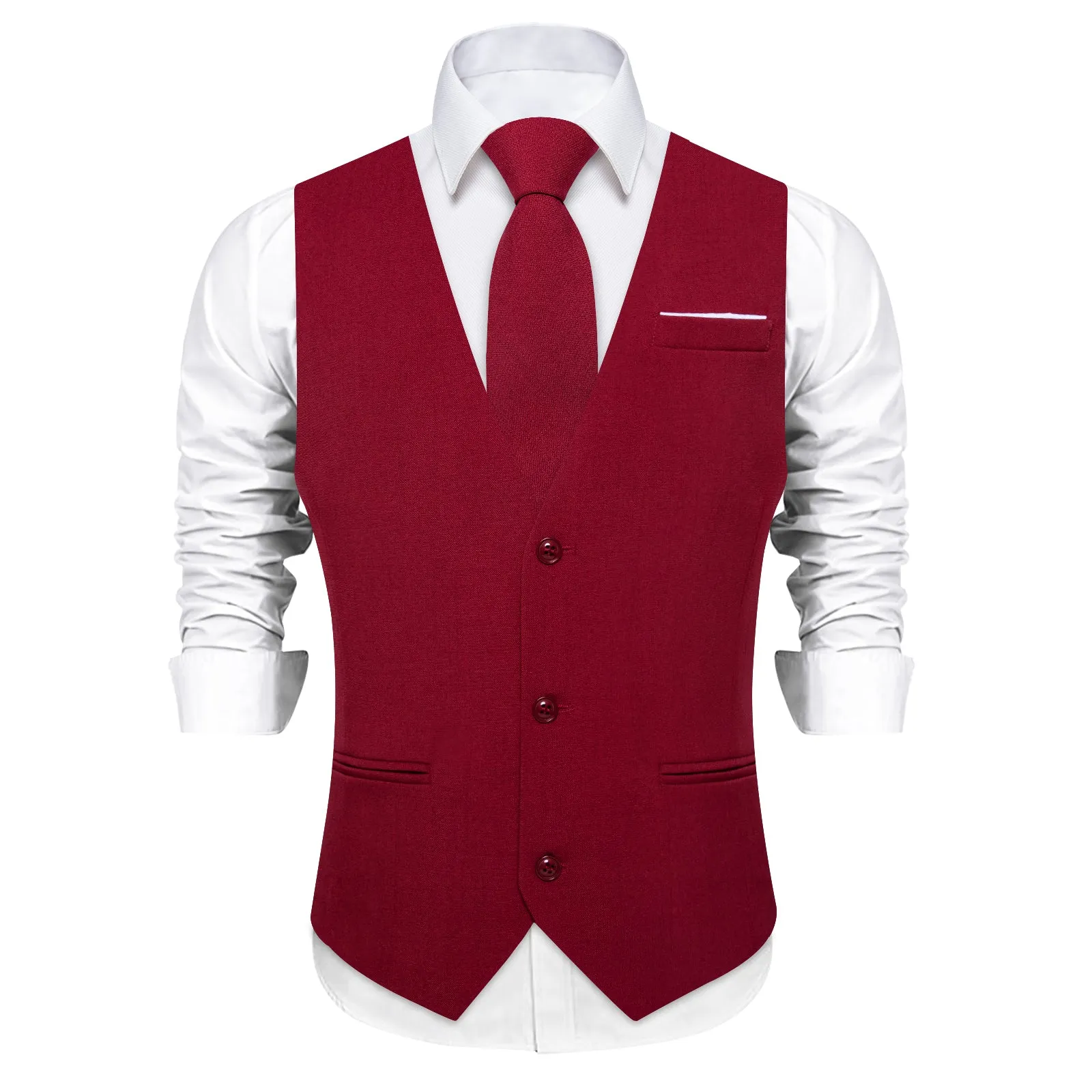 Ties2you Burgundy Red Solid Jacquard Men's Vest Necktie Bowtie Set