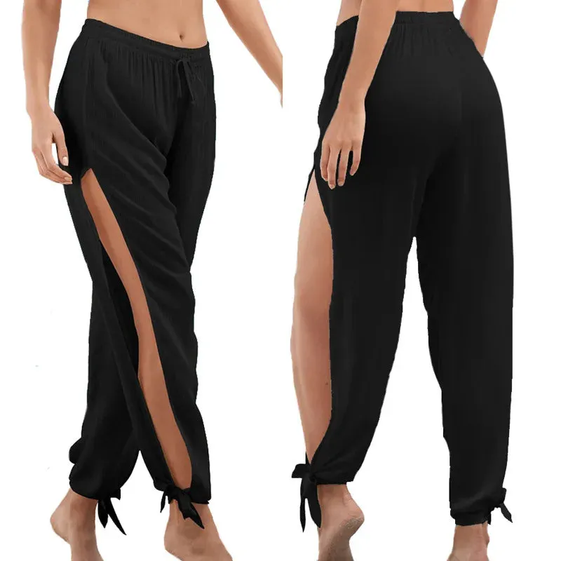 Trendy High Slit Yoga Pants