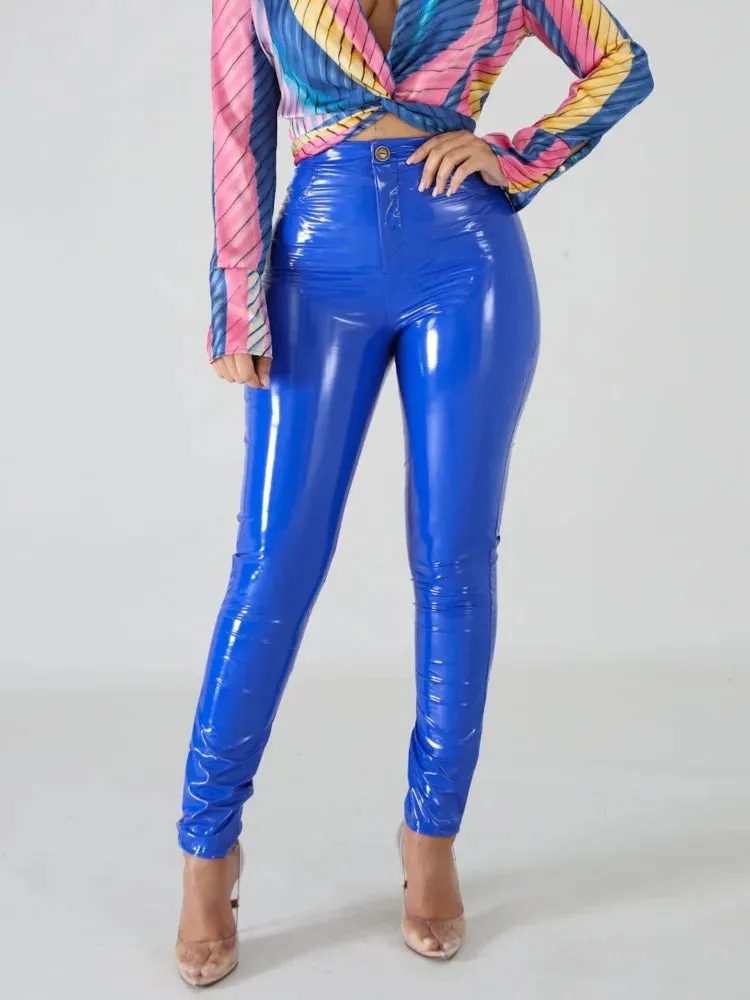 Trendy Latex High Waist Pants