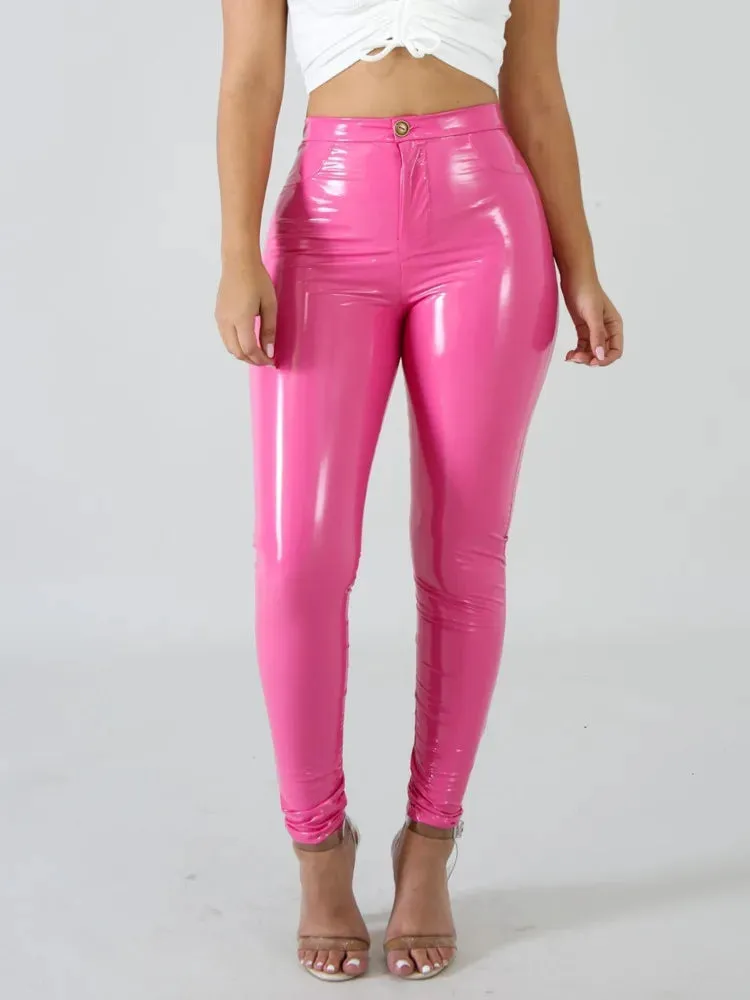 Trendy Latex High Waist Pants