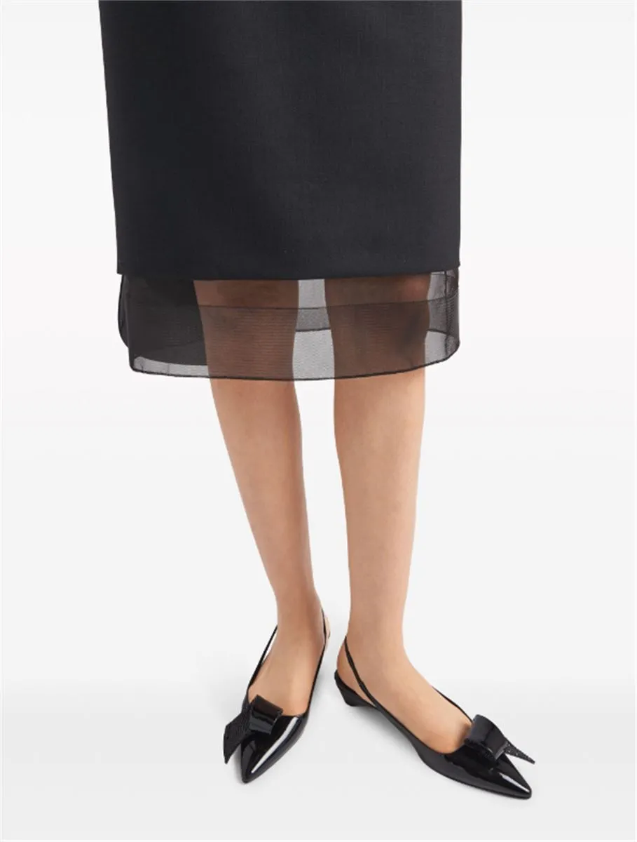 TRIANGLE-LOGO LAYERED WOOL SKIRT