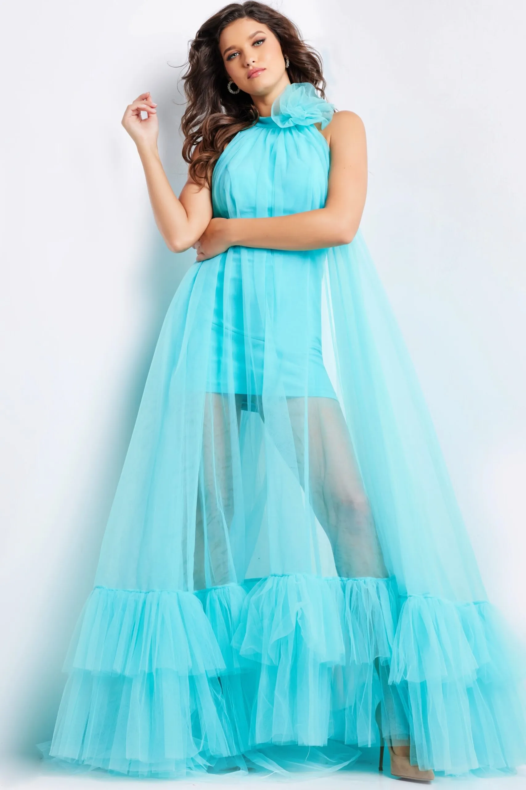 Tulle Sleeveless Sheer A-line Gown by Jovani 38720