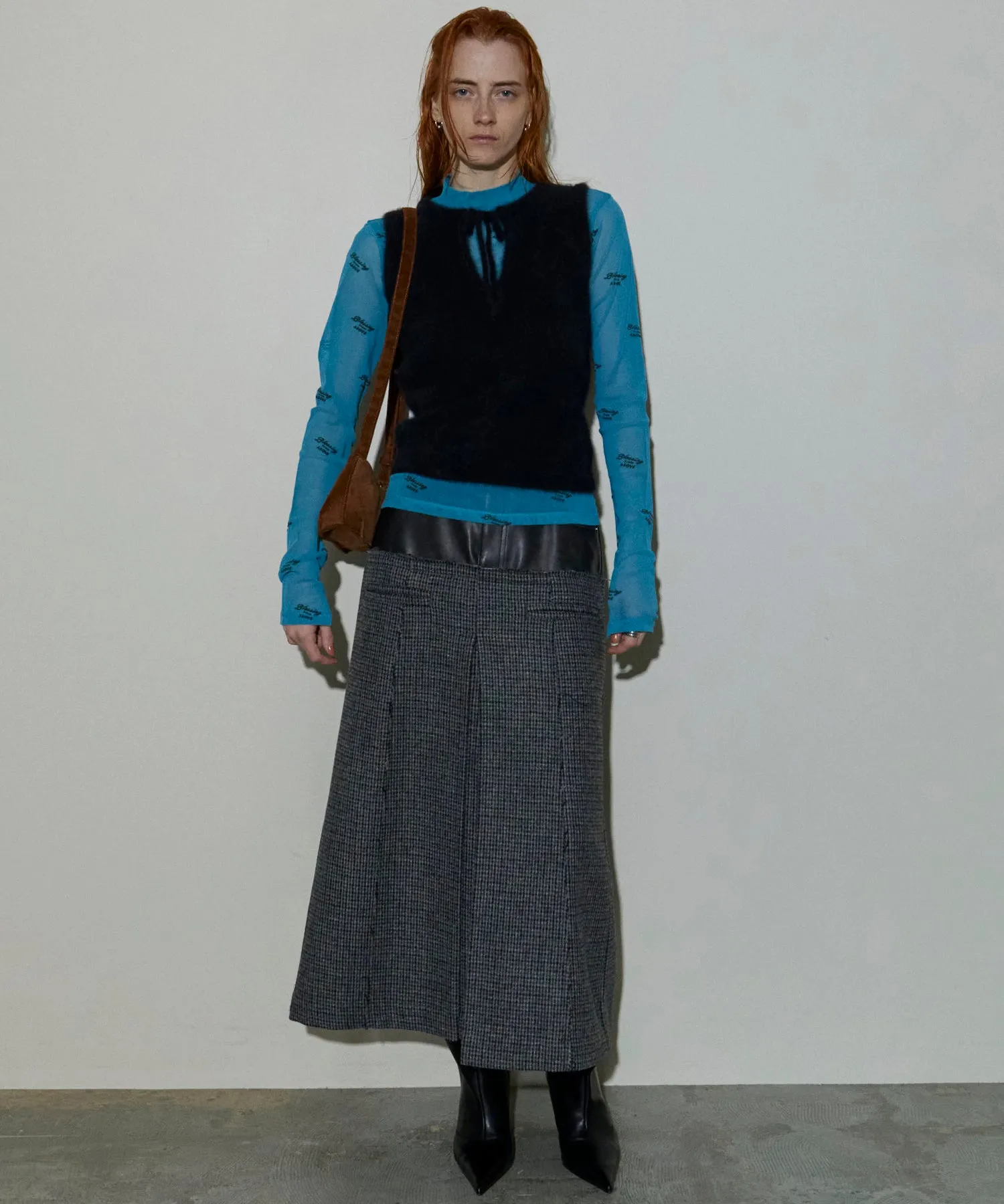 Tweed Layered Box Pleated Skirt